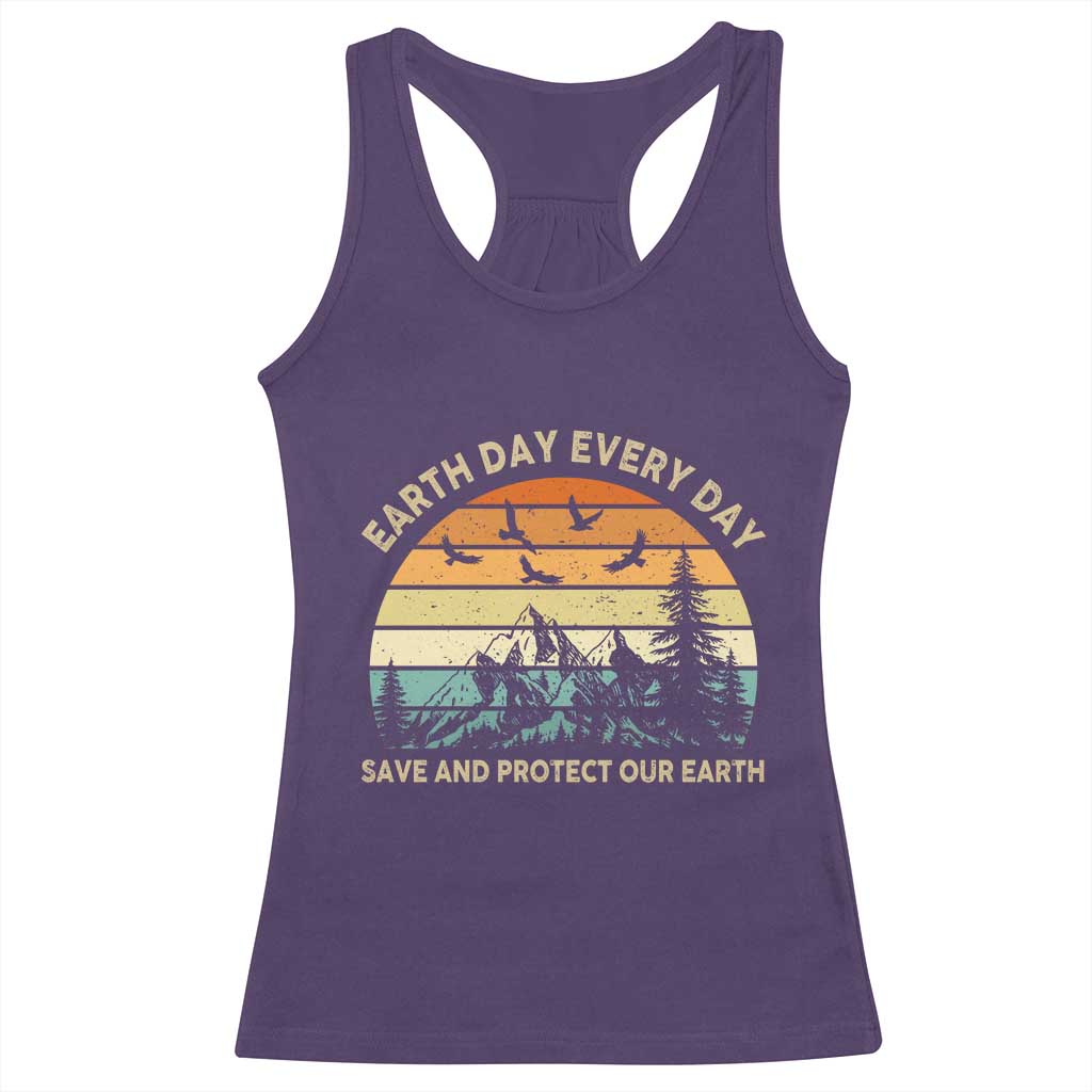 Earth Day Everyday Racerback Tank Top Save And Protect Our Earth TS12 Purple Print Your Wear
