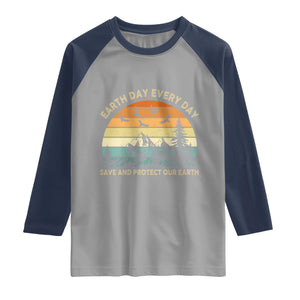 Earth Day Everyday Raglan Shirt Save And Protect Our Earth TS12 Sport Gray Navy Print Your Wear