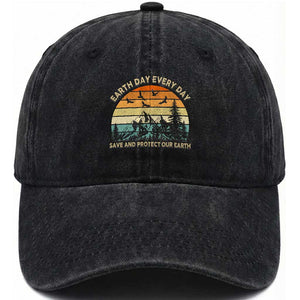 Earth Day Everyday Washed Cotton Baseball Cap Save And Protect Our Earth TS12 Washed Cap Universal Fit Black Print Your Wear