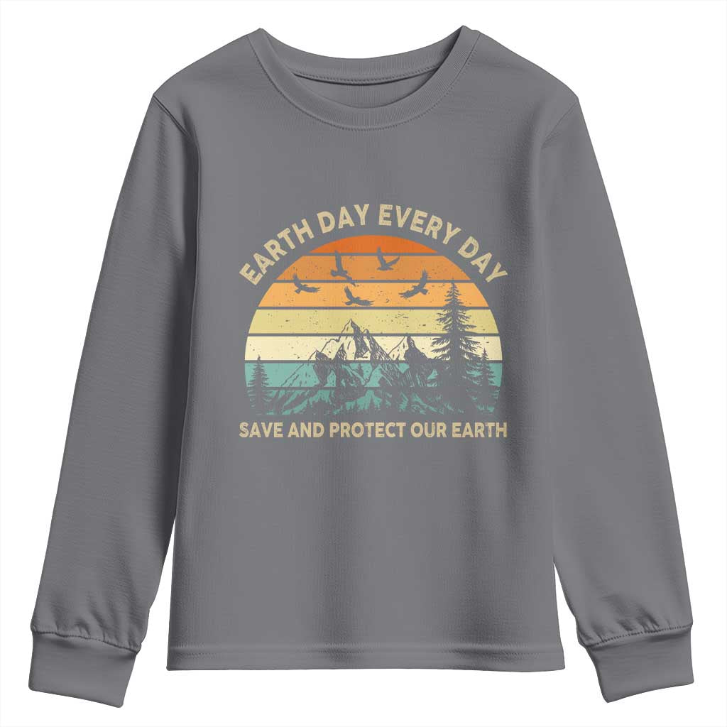 Earth Day Everyday Youth Sweatshirt Save And Protect Our Earth TS12 Charcoal Print Your Wear