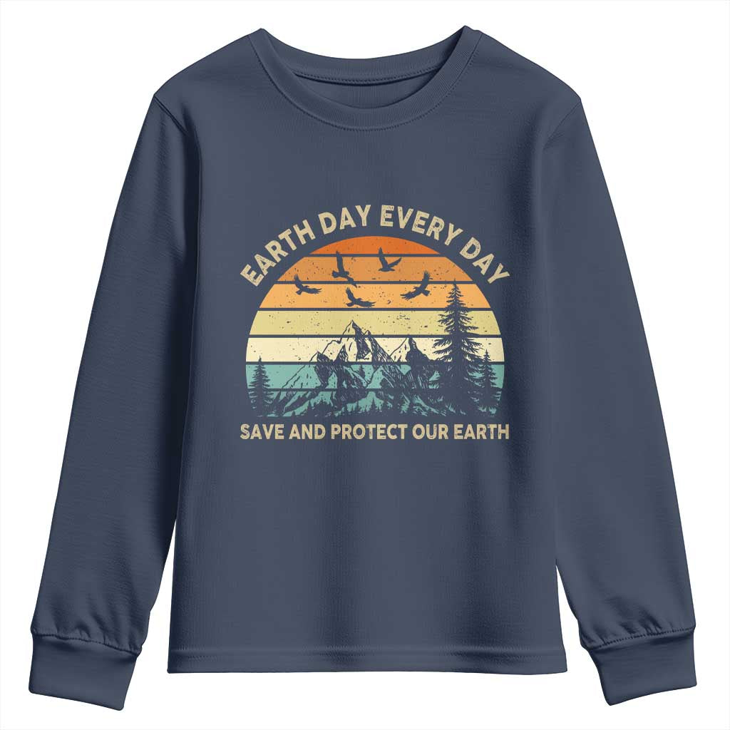 Earth Day Everyday Youth Sweatshirt Save And Protect Our Earth TS12 Navy Print Your Wear