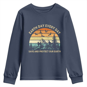 Earth Day Everyday Youth Sweatshirt Save And Protect Our Earth TS12 Navy Print Your Wear