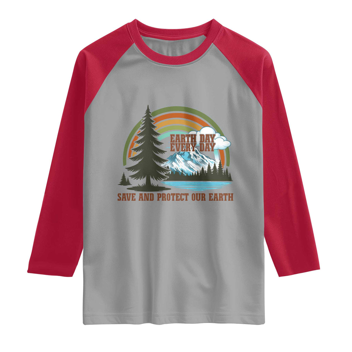 Earth Day Everyday Raglan Shirt Save The Planet Nature Lover Gift TS12 Sport Gray Red Print Your Wear