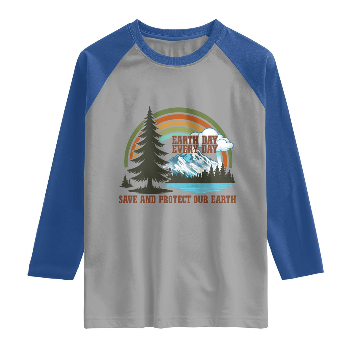Earth Day Everyday Raglan Shirt Save The Planet Nature Lover Gift TS12 Sport Gray Royal Print Your Wear
