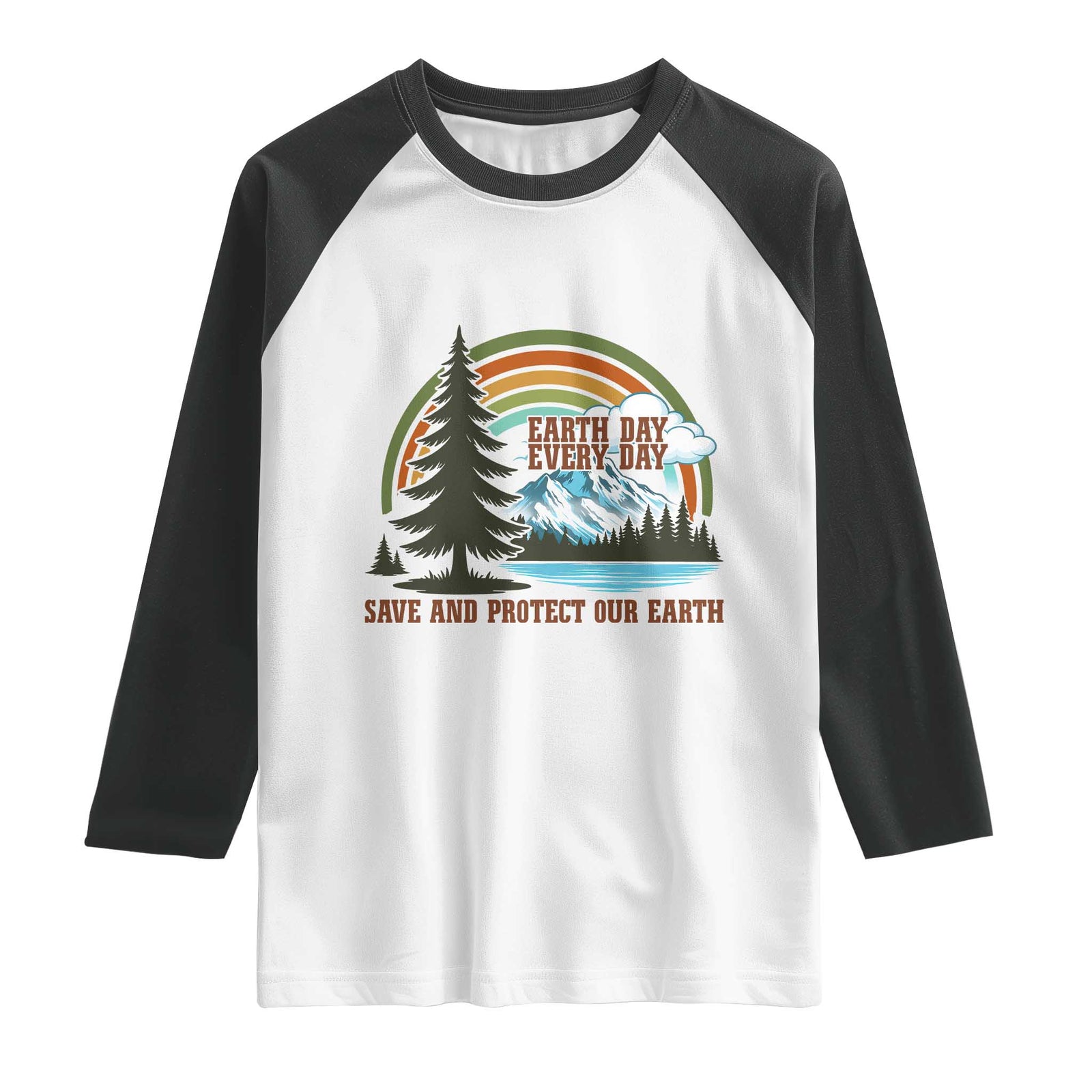 Earth Day Everyday Raglan Shirt Save The Planet Nature Lover Gift TS12 White Black Print Your Wear