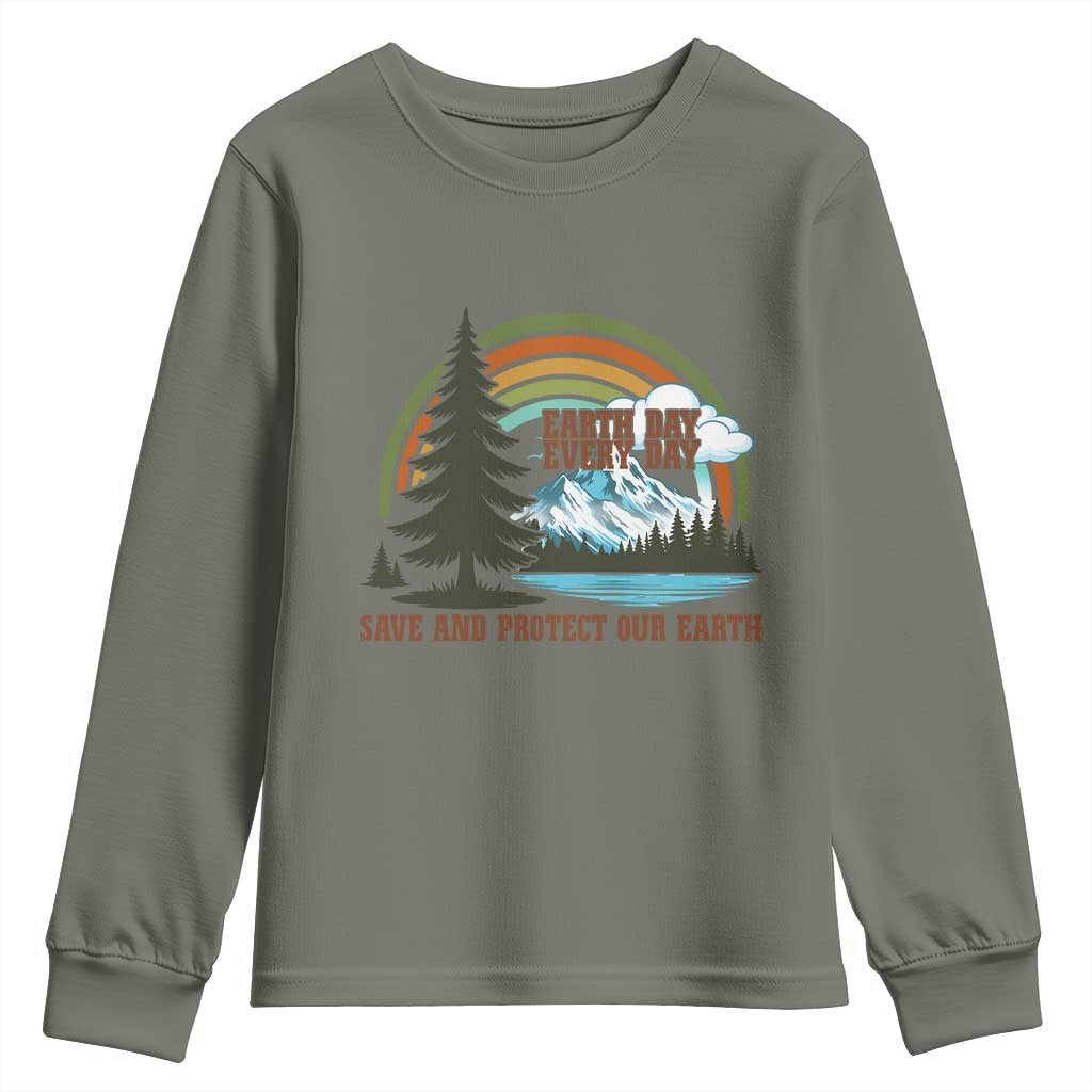 Earth Day Everyday Youth Sweatshirt Save The Planet Nature Lover Gift TS12 Military Green Print Your Wear