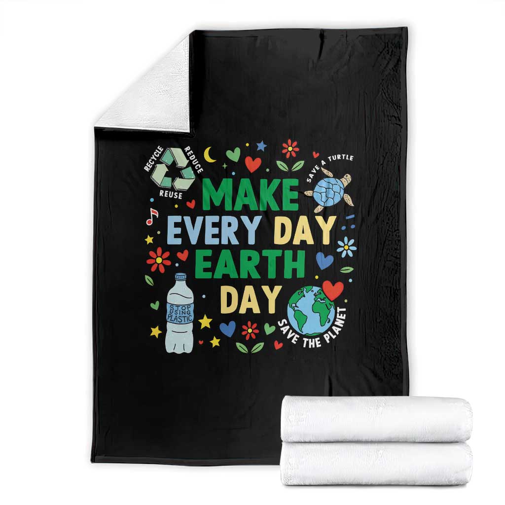 Make Every Day Earth Day Student Gift Throw Blanket Environmental Awareness TS12 Black Print Your Wear