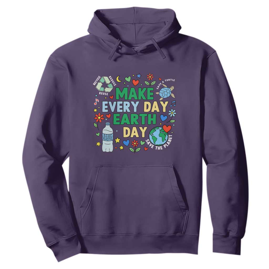 Make Every Day Earth Day Student Gift Hoodie Environmental Awareness TS12 Purple Print Your Wear