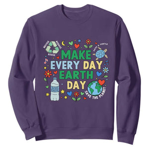 Make Every Day Earth Day Student Gift Sweatshirt Environmental Awareness TS12 Purple Print Your Wear
