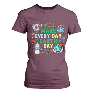 Make Every Day Earth Day Student Gift T Shirt For Women Environmental Awareness TS12 Maroon Print Your Wear