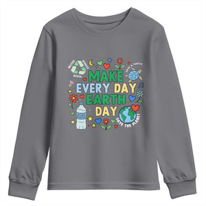 Make Every Day Earth Day Student Gift Youth Sweatshirt Environmental Awareness TS12 Charcoal Print Your Wear