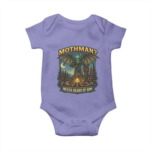 Funny Mothman Cryptid Believer Baby Onesie Never Heard Of Him TS12 Violet Print Your Wear