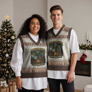 Funny Mothman Cryptid Believer V-Neck Knit Sweater Vest Never Heard Of Him TS12 Mocha Mousse Print Your Wear