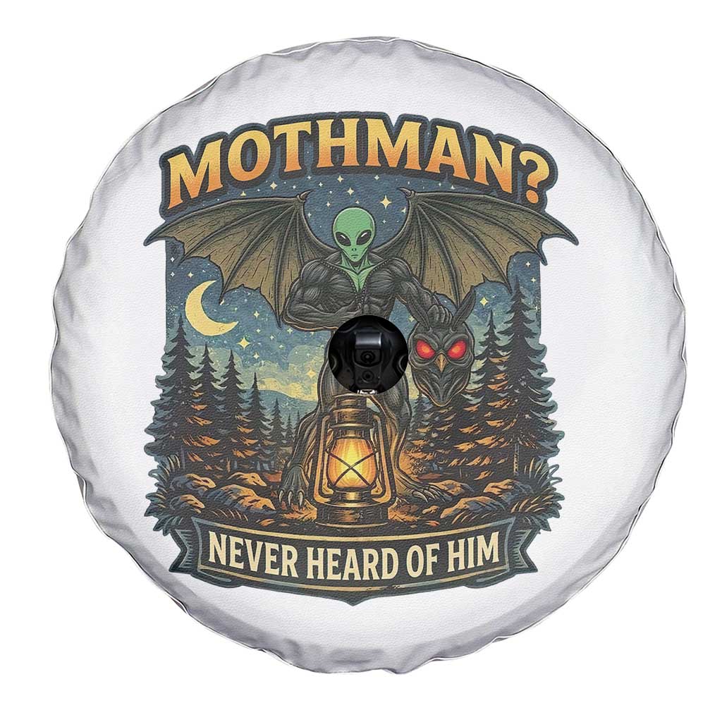 Funny Mothman Cryptid Believer Spare Tire Cover Never Heard Of Him TS12 Print Your Wear