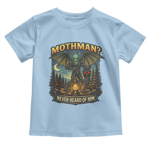 Funny Mothman Cryptid Believer Toddler T Shirt Never Heard Of Him TS12 Light Blue Print Your Wear