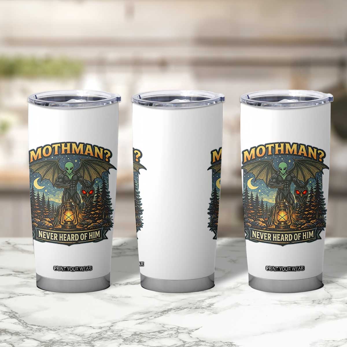 Funny Mothman Cryptid Believer Tumbler Cup Never Heard Of Him TS12 Print Your Wear