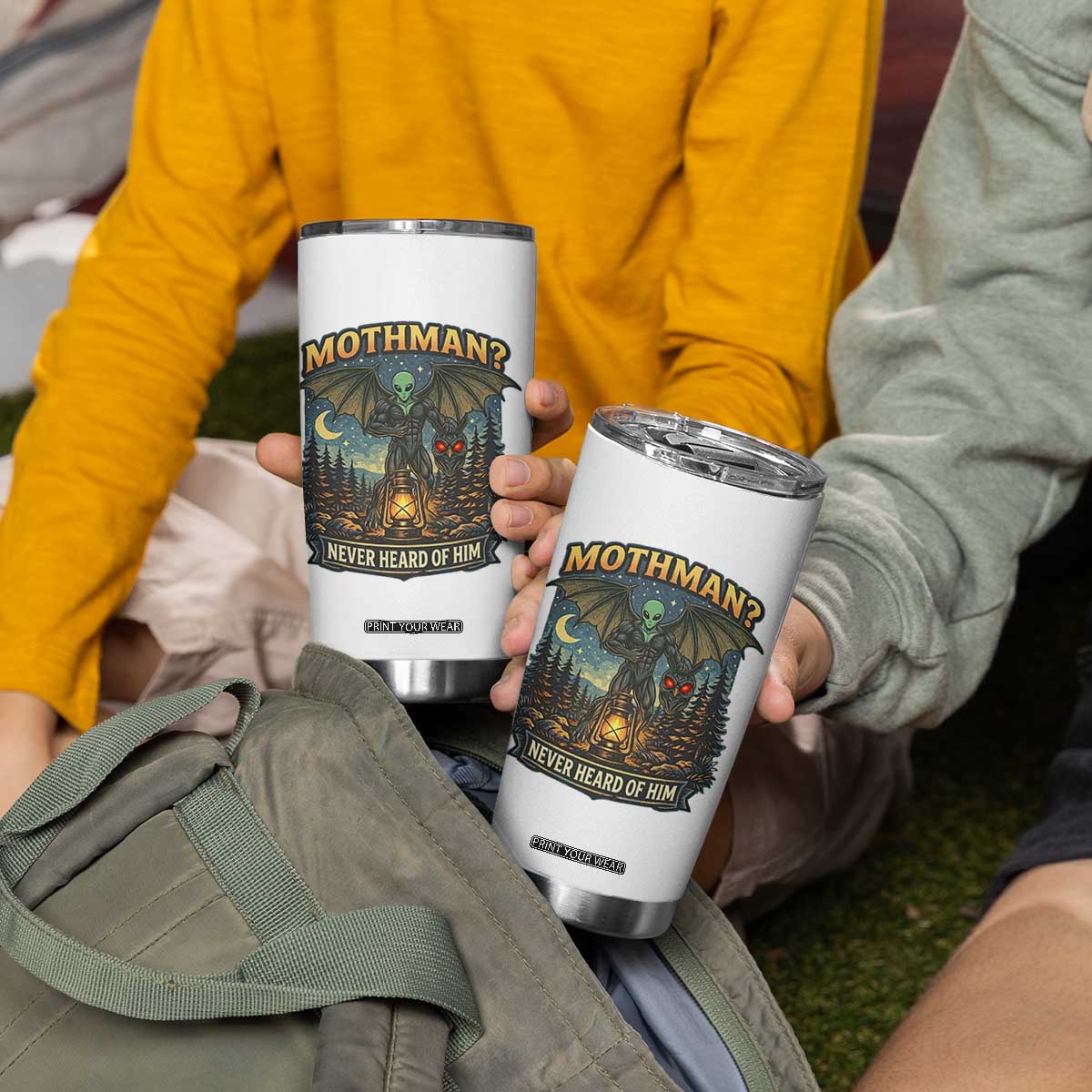 Funny Mothman Cryptid Believer Tumbler Cup Never Heard Of Him TS12 Print Your Wear