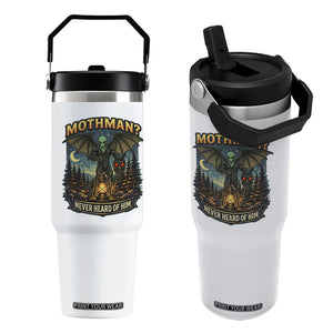 Funny Mothman Cryptid Believer Flip Straw Tumbler Never Heard Of Him TS12 One Size: 30 oz White Print Your Wear