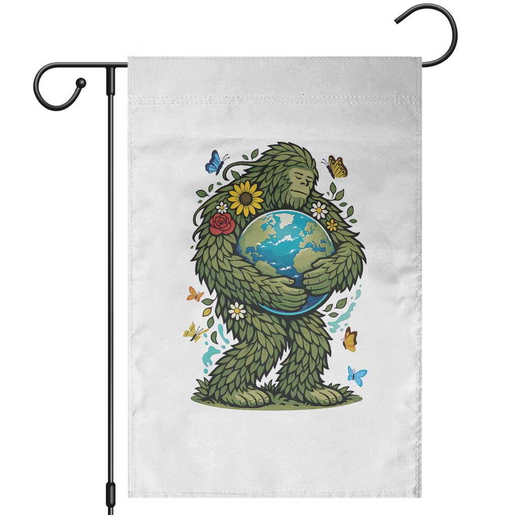 Floral Bigfoot Hugging Earth Garden Flag Cottagecore Nature Lover TS12 White Print Your Wear
