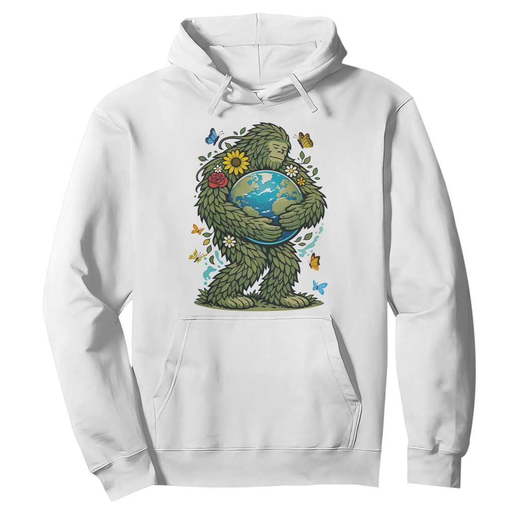 Floral Bigfoot Hugging Earth Hoodie Cottagecore Nature Lover TS12 White Print Your Wear