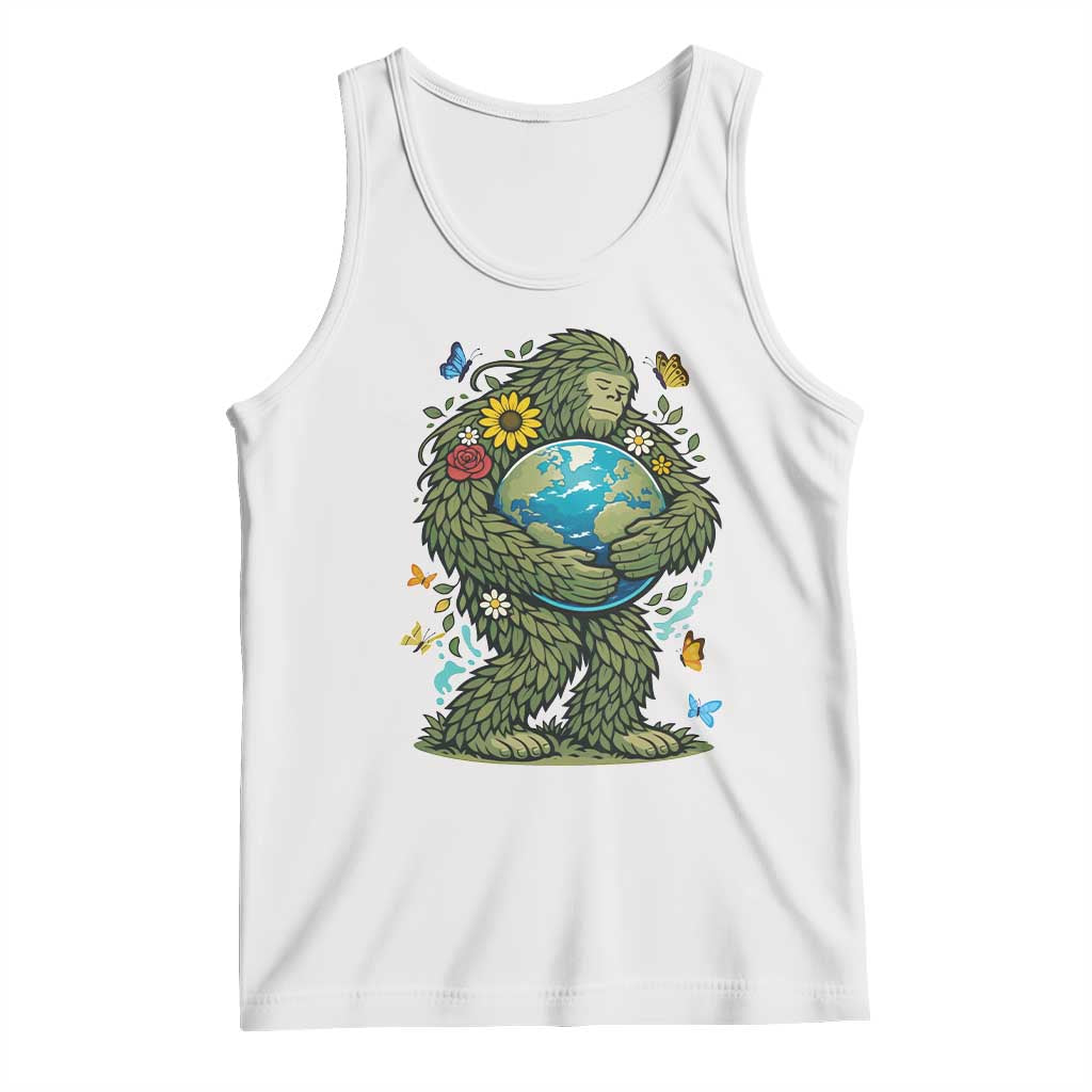 Floral Bigfoot Hugging Earth Tank Top Cottagecore Nature Lover TS12 White Print Your Wear