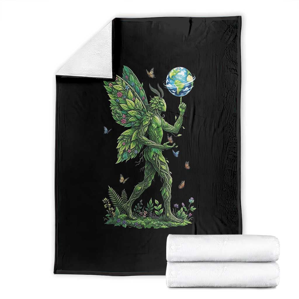 Floral Mothman With Earth Throw Blanket Cottagecore Nature Lover Cryptid TS12 Black Print Your Wear