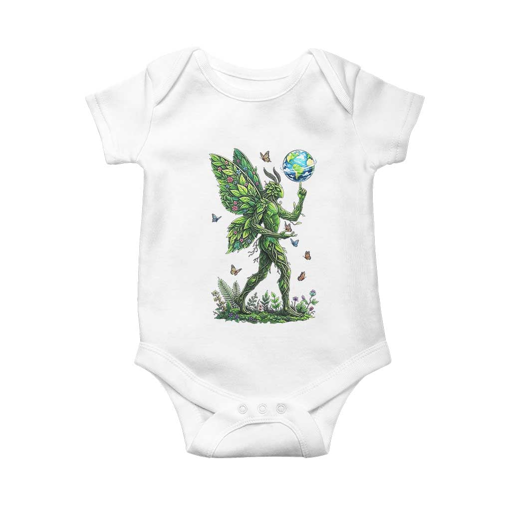 Floral Mothman With Earth Baby Onesie Cottagecore Nature Lover Cryptid TS12 White Print Your Wear