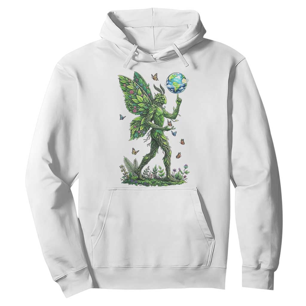 Floral Mothman With Earth Hoodie Cottagecore Nature Lover Cryptid TS12 White Print Your Wear