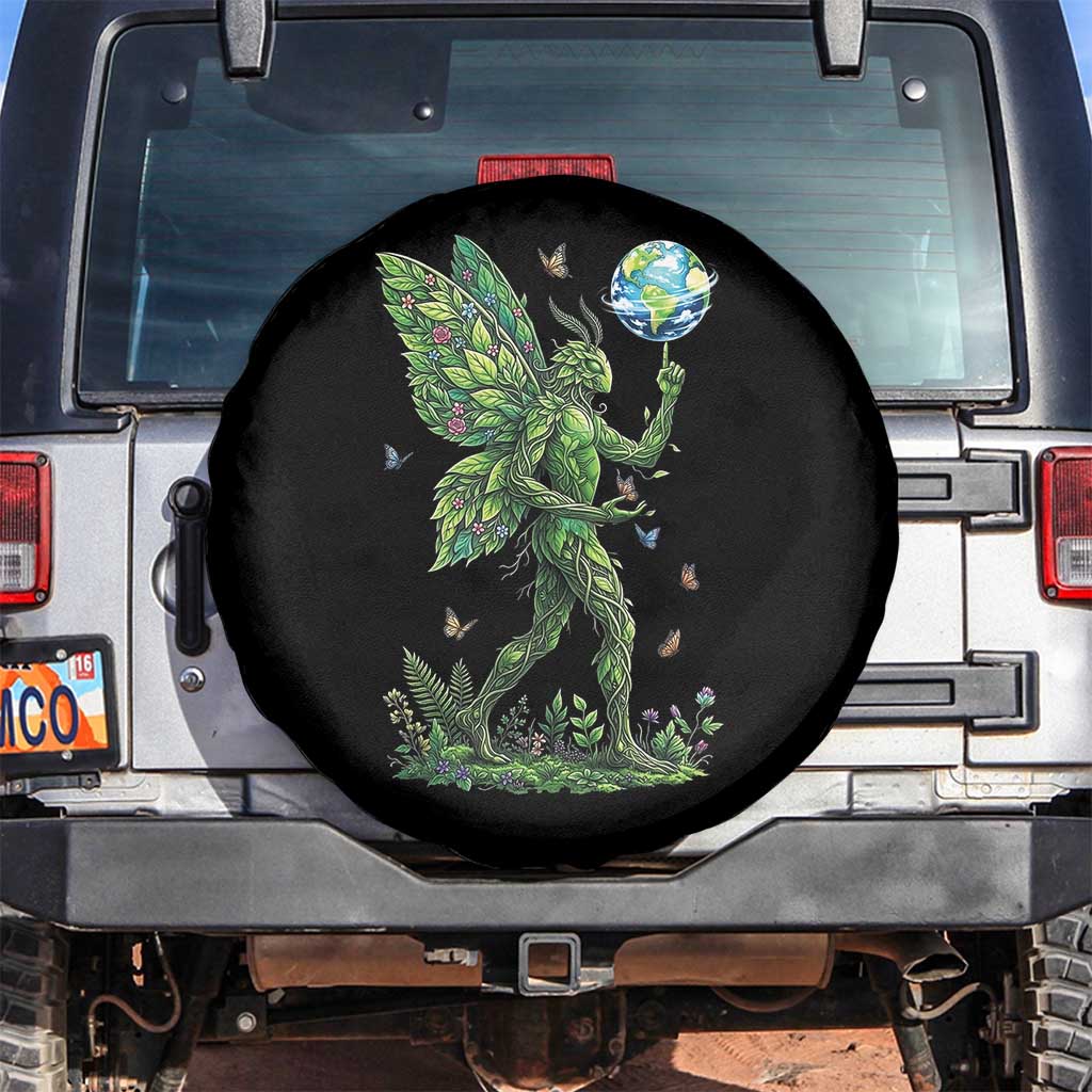 Floral Mothman With Earth Spare Tire Cover Cottagecore Nature Lover Cryptid TS12 No hole Black Print Your Wear