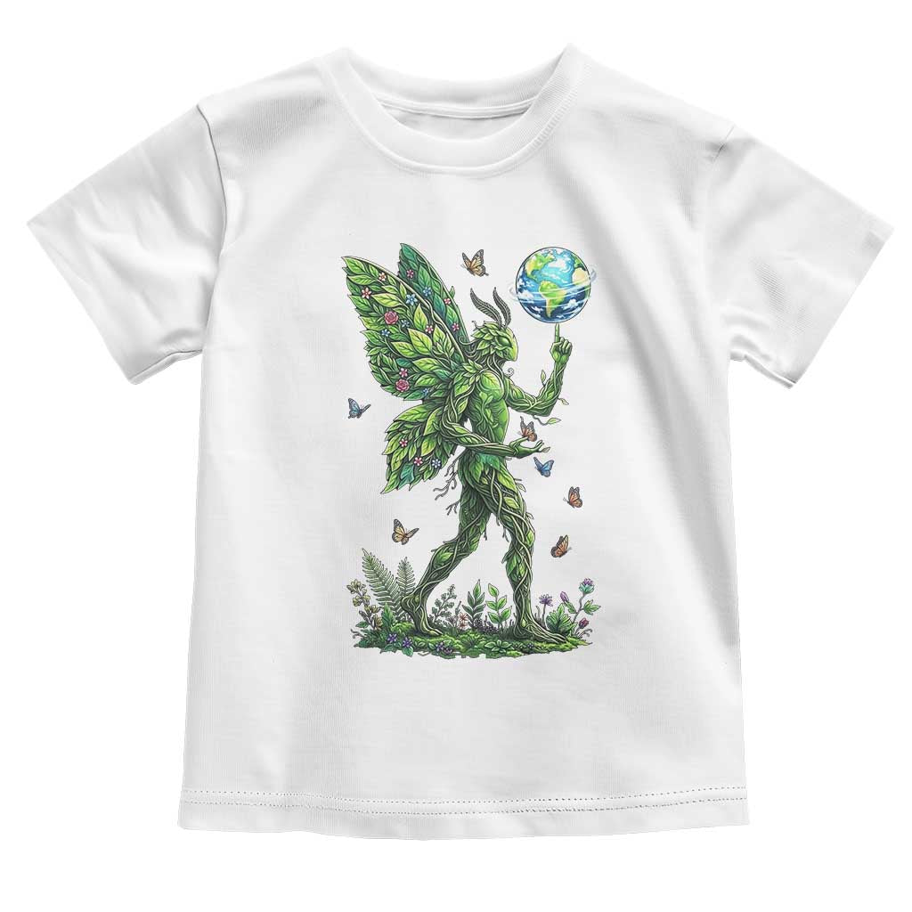 Floral Mothman With Earth Toddler T Shirt Cottagecore Nature Lover Cryptid TS12 White Print Your Wear