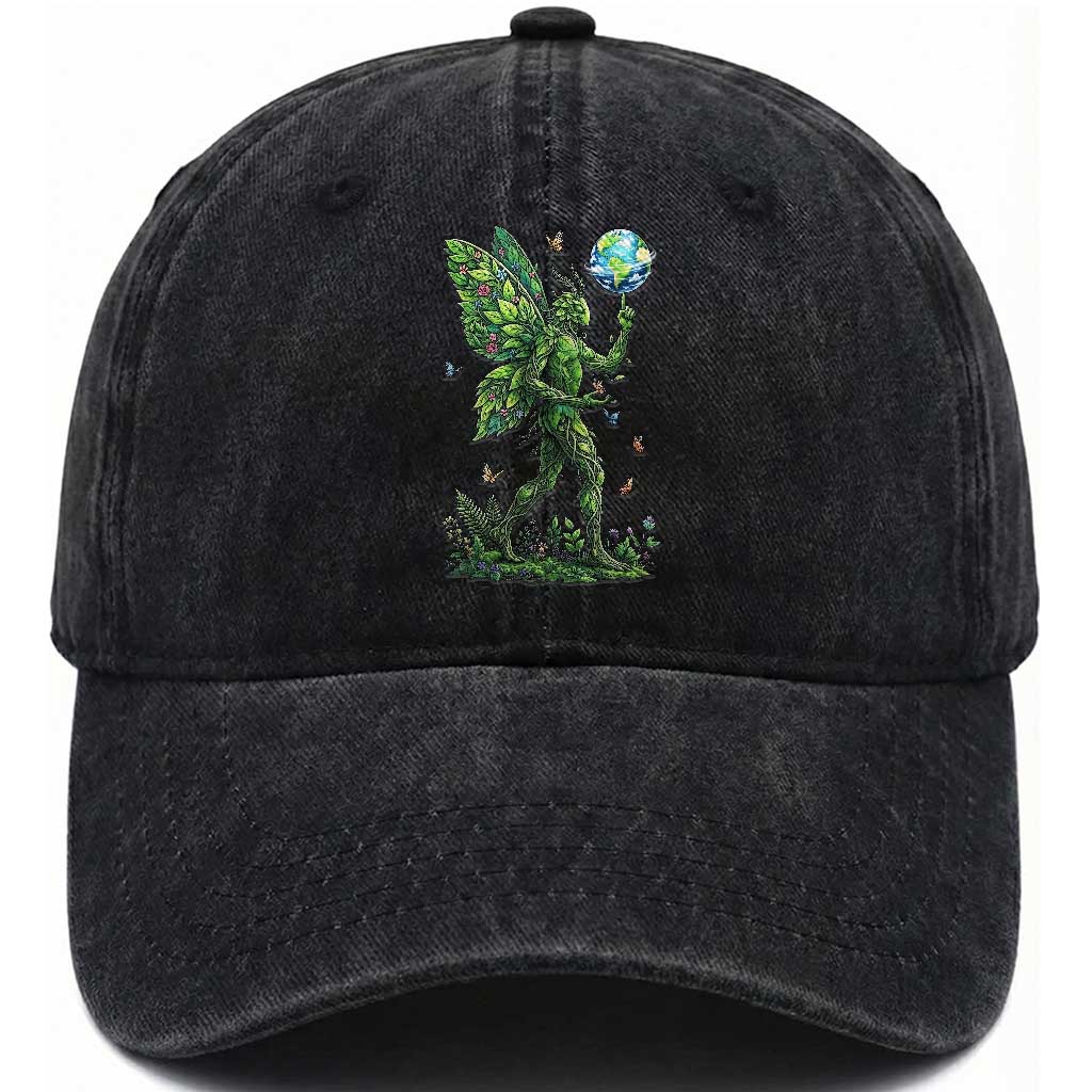 Floral Mothman With Earth Washed Cotton Baseball Cap Cottagecore Nature Lover Cryptid TS12 Print Your Wear