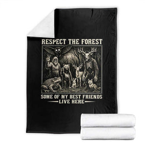 Respect The Forest My Best Friends Live Here Throw Blanket Cryptid Forest Lover TS12 Black Print Your Wear