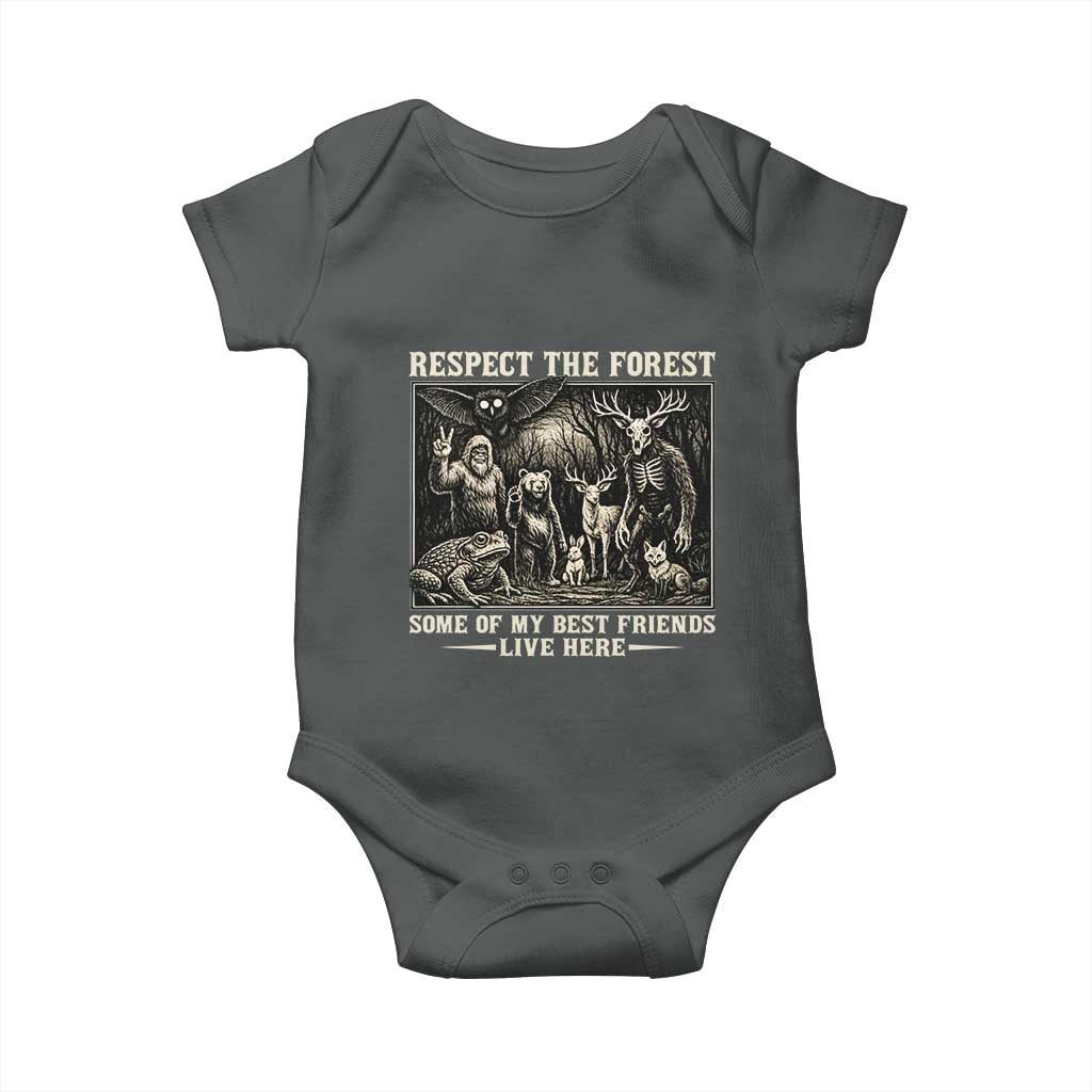 Respect The Forest My Best Friends Live Here Baby Onesie Cryptid Forest Lover TS12 Dark Heather Print Your Wear