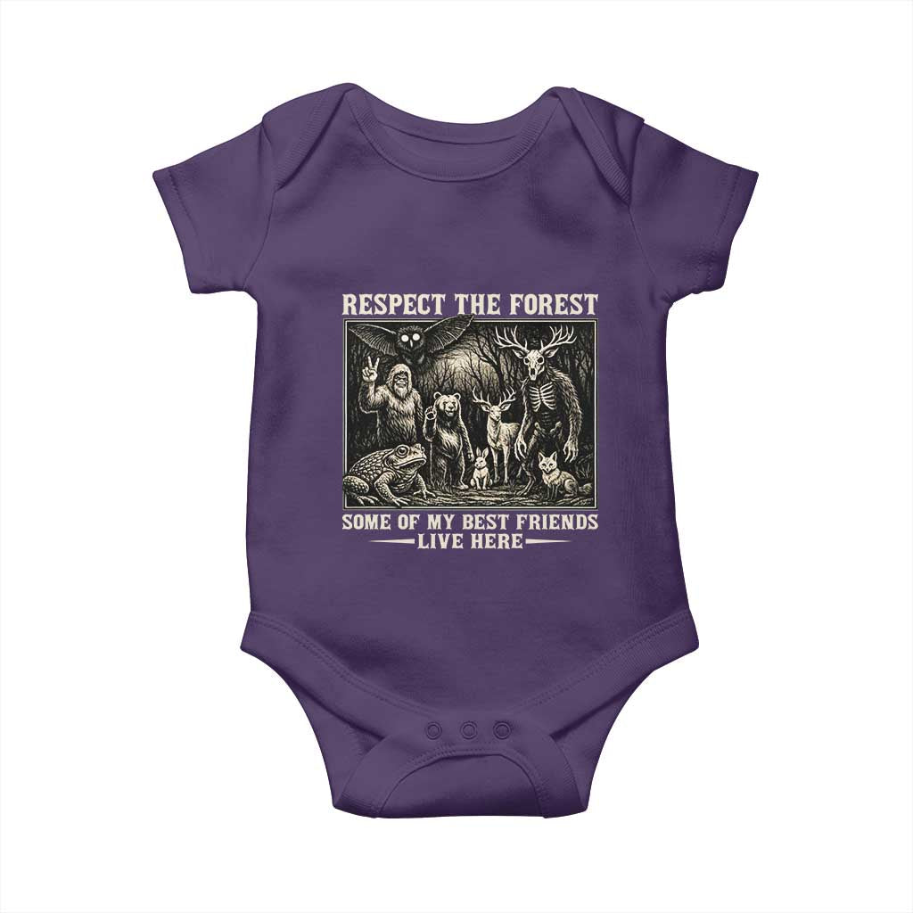 Respect The Forest My Best Friends Live Here Baby Onesie Cryptid Forest Lover TS12 Purple Print Your Wear