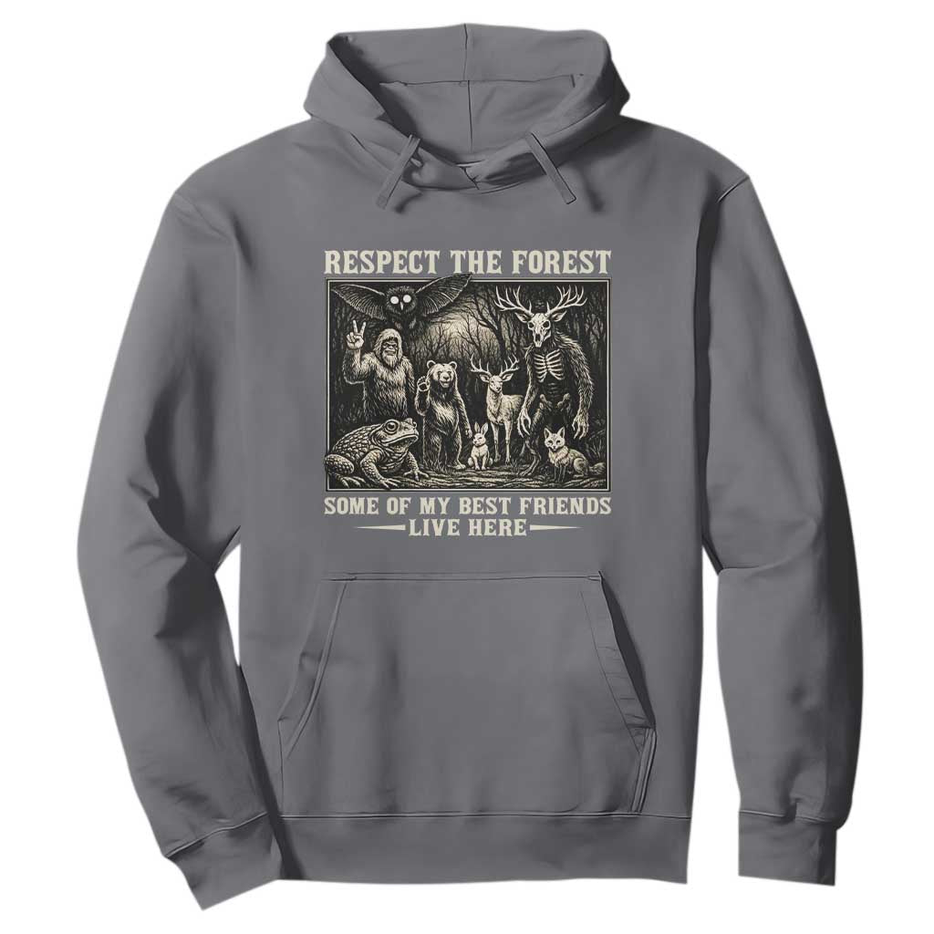 Respect The Forest My Best Friends Live Here Hoodie Cryptid Forest Lover TS12 Charcoal Print Your Wear