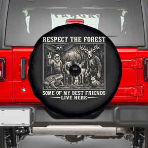 Respect The Forest My Best Friends Live Here Spare Tire Cover Cryptid Forest Lover TS12 Black Print Your Wear