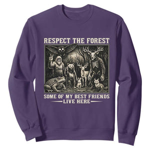 Respect The Forest My Best Friends Live Here Sweatshirt Cryptid Forest Lover TS12 Purple Print Your Wear