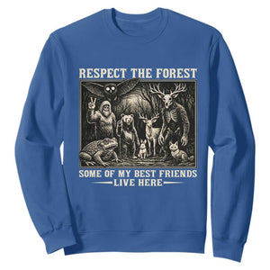 Respect The Forest My Best Friends Live Here Sweatshirt Cryptid Forest Lover TS12 Royal Blue Print Your Wear