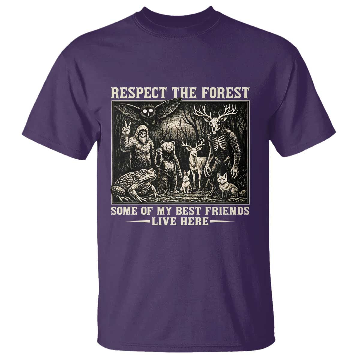 Respect The Forest My Best Friends Live Here T Shirt Cryptid Forest Lover TS12 Purple Print Your Wear