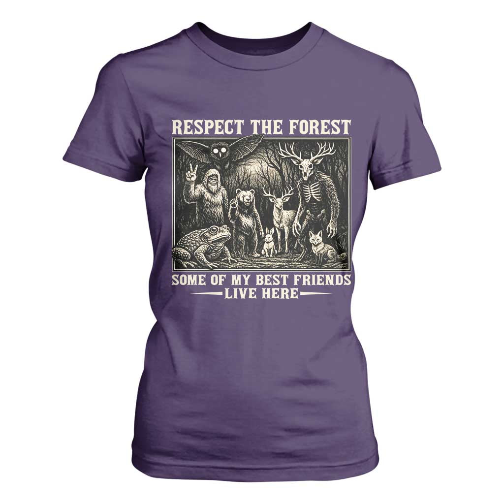 Respect The Forest My Best Friends Live Here T Shirt For Women Cryptid Forest Lover TS12 Purple Print Your Wear