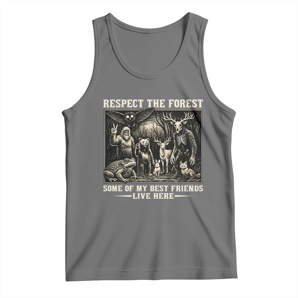 Respect The Forest My Best Friends Live Here Tank Top Cryptid Forest Lover TS12 Black Heather Print Your Wear