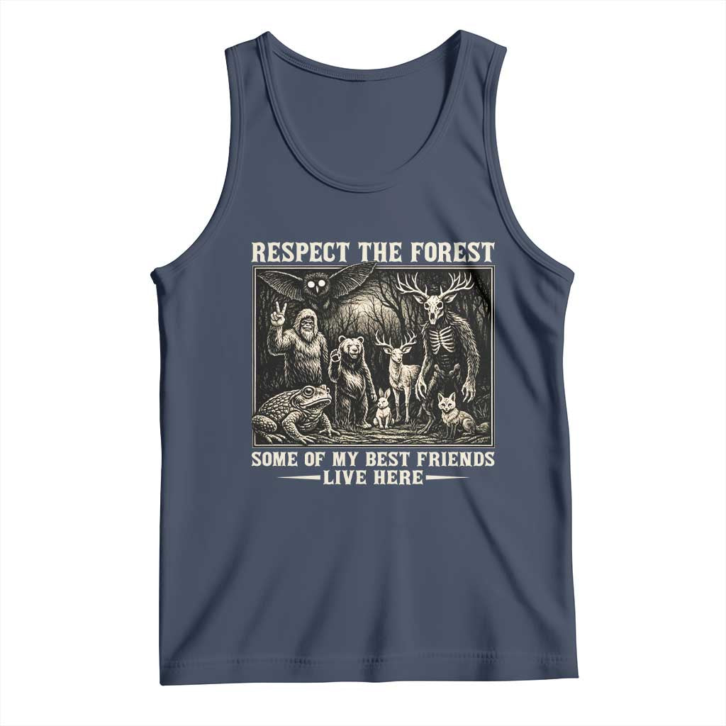 Respect The Forest My Best Friends Live Here Tank Top Cryptid Forest Lover TS12 Navy Print Your Wear