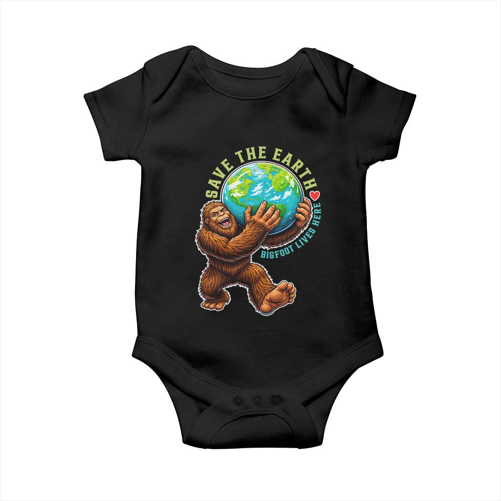 Earth Day Baby Onesie Save The Earth Bigfoot Lives Here TS12 Black Print Your Wear