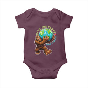 Earth Day Baby Onesie Save The Earth Bigfoot Lives Here TS12 Maroon Print Your Wear