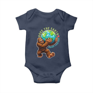 Earth Day Baby Onesie Save The Earth Bigfoot Lives Here TS12 Navy Print Your Wear