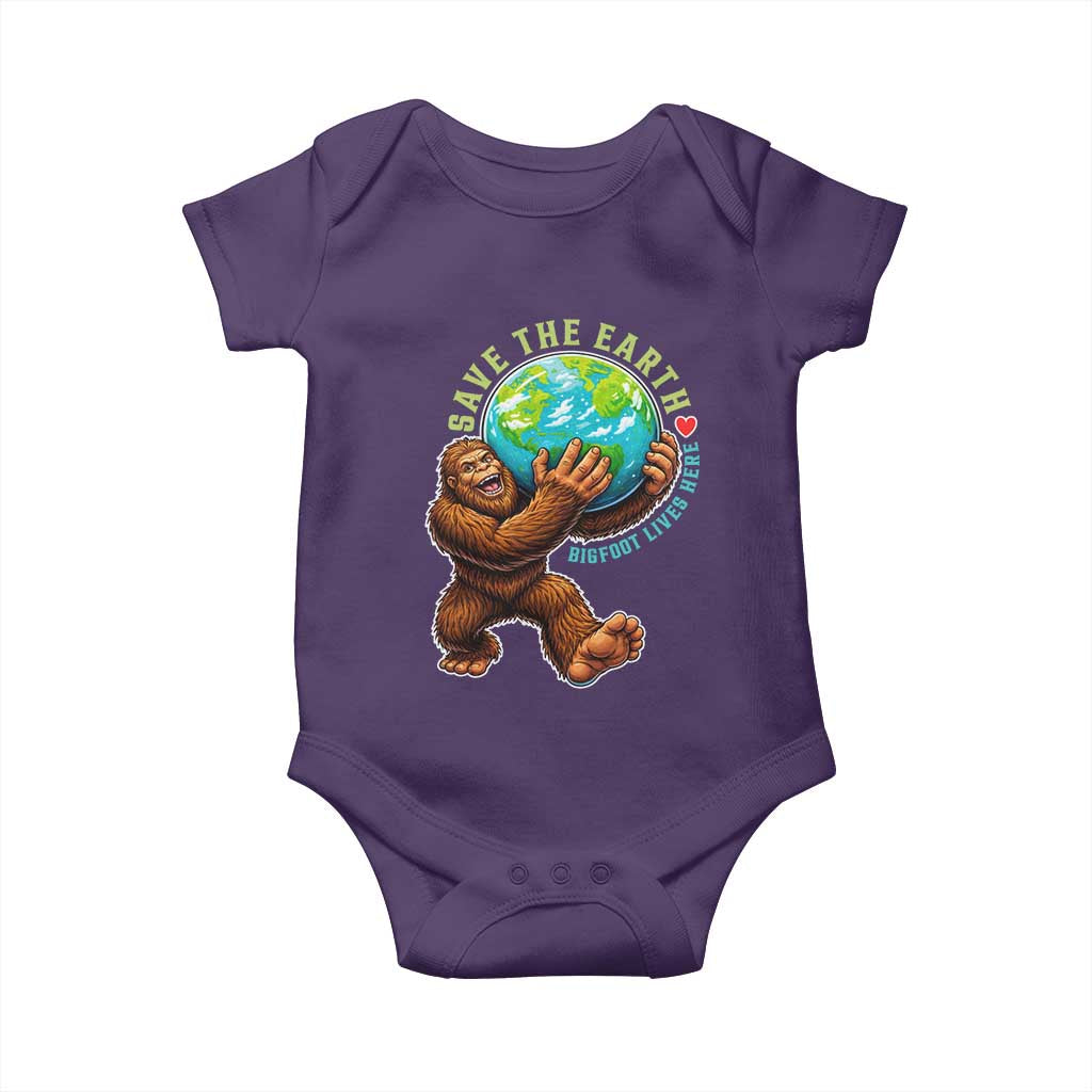Earth Day Baby Onesie Save The Earth Bigfoot Lives Here TS12 Purple Print Your Wear