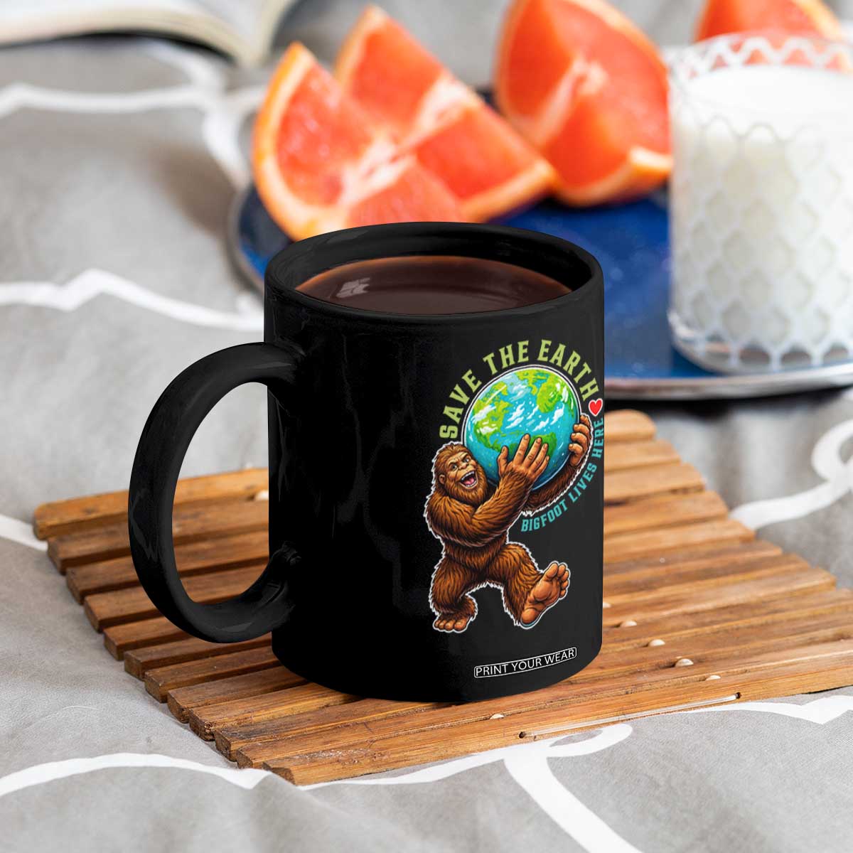Earth Day Coffee Mug Save The Earth Bigfoot Lives Here TS12 Print Your Wear