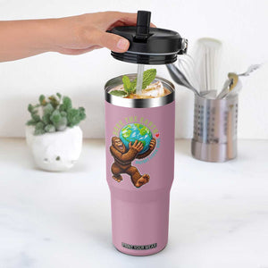 Earth Day Flip Straw Tumbler Save The Earth Bigfoot Lives Here TS12 One Size: 30 oz Light Pink Print Your Wear