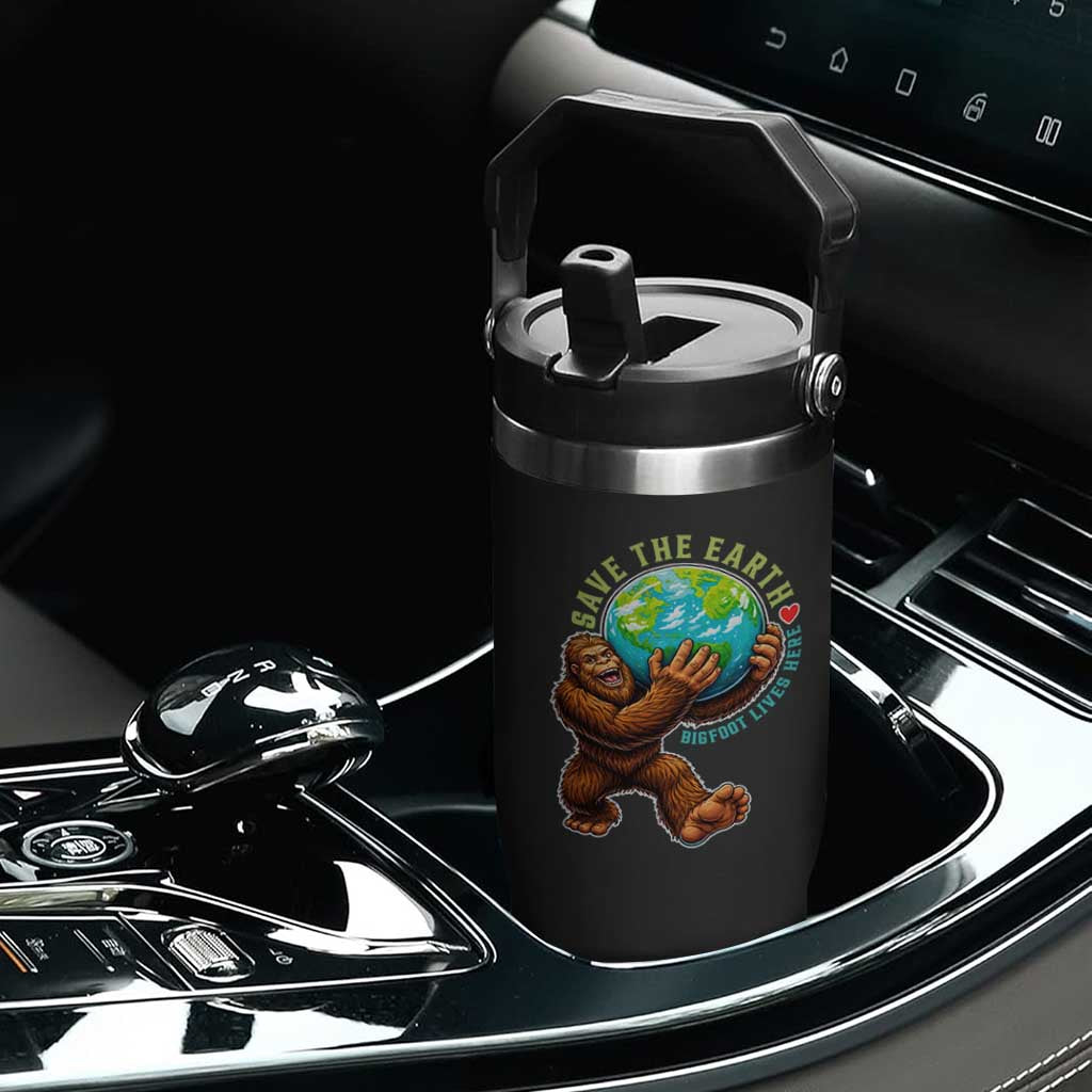 Earth Day Flip Straw Tumbler Save The Earth Bigfoot Lives Here TS12 Print Your Wear