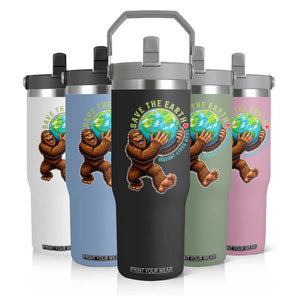 Earth Day Flip Straw Tumbler Save The Earth Bigfoot Lives Here TS12 Print Your Wear
